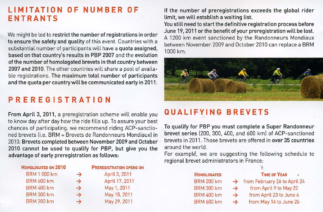 Qualifying for PBP 2011